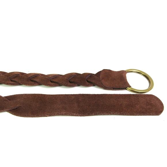 CLASSIC BRAIDED BROWN GENUINE LEATHER SUEDE DRESS CASUAL BELT Sz M (B30 - Picture 8 of 9